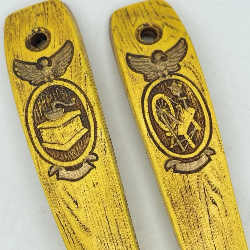 Vtg 1960 Universal Statuary Corp Wooden Fork Spoon‎ Set Chicago Wall Decor Large